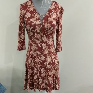 Forever 21 soft cross tie front long sleeve dress